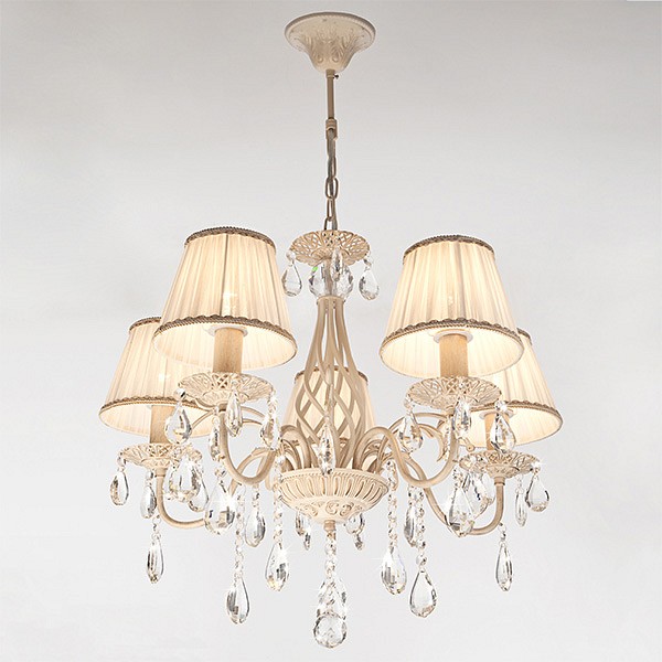 Люстра с хрусталем 10054/5 белый с золотом Eurosvet Amelia