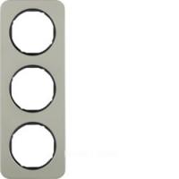 Berker R.1 Нержавеющая сталь/черный Рамка 3-местная