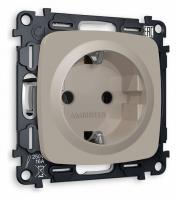 Комплект механизма электрической розетки OMEGA MO366010 Серо-бежевый матовый с заземлением на винтовых зажимах 2P+E 16A-250V QUANT