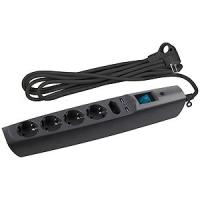 ЭРА SFU-5es-2m-B Черный Сетевой фильтр надежная защита, с защитным шторками, с выключателем, 5гн+2USB, 2м,, 10А, шторки