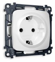 Комплект механизма электрической розетки OMEGA MO127010 Белый матовый с заземлением со шторками 2P+E 16A-250V QUANT