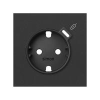 Simon 100 Черный матовый Накладка розетки Schuko с з/у USB С