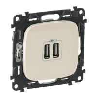Legrand Valena ALLURE Сл.кость Розетка 2-ая USB 240В/5В 1500мА (с лицевой панелью)