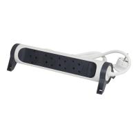 Legrand Revolution Комфорт Бело-черный Удлинитель 4x2К+З с выкл., кабель 3м, плоские розетки, фиксируемый поворотный блок