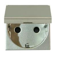 ABB NIE Zenit Шампань Розетка с/з с защитными шторками с крышкой 2 мод