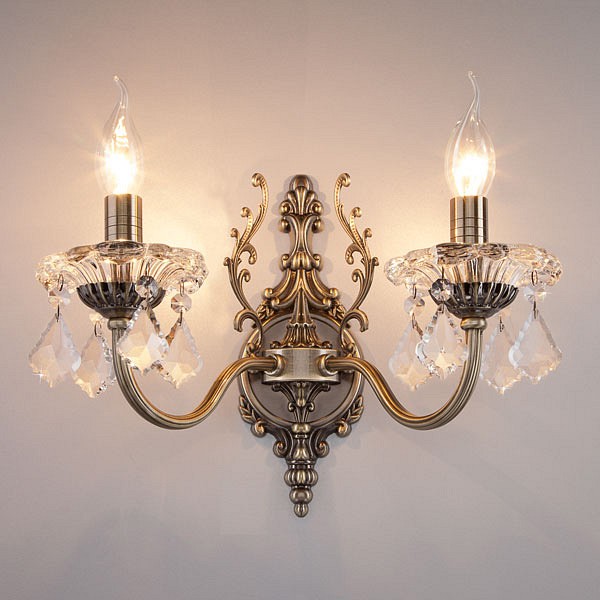 Бра с хрусталем 3281/2 античная бронза Eurosvet Elisha