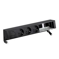 Simon 400 Настольный x6 розеточный блок, 3x2P+E, 2xUSB з/у, 2 пустых модуля, черный,