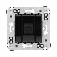 DKC Avanti Компьютерная розетка RJ-45 без шторки в стену, кат.6А одинарная, Черный квадрат