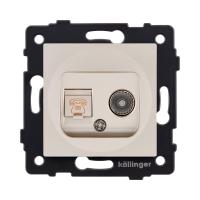 Розетка двойная TV (мама) + телефонная розетка RJ11, золотой Kollinger REA-013GD для Aspekt, Eleganz, Reflex