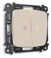 Комплект механизма 2-клавишного выключателя с подсветкой 3200K OMEGA MO324010 Бежевый матовый QUANT