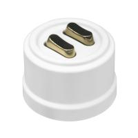 BIRONI Лизетта Пластик Белый Выключатель проходной 2-кл (клавишный), ручка Бронза