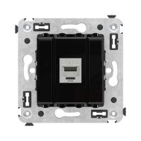 DKC Avanti Компьютерная розетка RJ-45 без шторки в стену, кат.5e одинарная экранированная, Черный квадрат