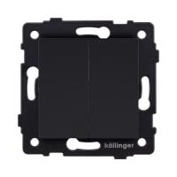 Выключатель кнопочный 2-клавишный 10А/250В, черный матовый Kollinger REA-S-011BM для Aspekt, Eleganz, Reflex
