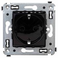 DKC Avanti Черный квадрат Розетка 2P+E со шторками