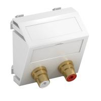 OBO Bettermann Розетка мультимедийная Audio-Cinch, 1 модуль Modul45, 45х45 мм (наклонная), белая