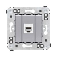 DKC Avanti Компьютерная розетка RJ-45 без шторки в стену, кат.5е одинарная, Закаленная сталь