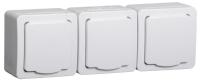 IEK GERMES PLUS Бел Розетка 3-мест. 6мод. в сборе с корпусом с З/К откр. уст-ки16А 220-250В с крышкой винт. зажим IP54