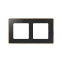 Simon S82 Detail Рамка на 2 поста матового черного цвета с деревянным основанием из натурального бука