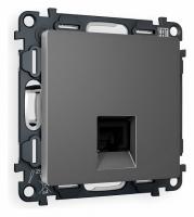 Комплект механизма компьютерной розетки ALFA MA662010 Антрацит серый RJ-45(8P8C) CAT6 с защитной шторкой QUANT