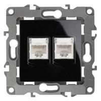 ЭРА 12-3108-06 Чёрный Розетка информационная двойная 2XRJ45, IP20, 12
