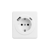 KRANZ Розетка ROUND 1-ая с/з с/у з/ш 16А с USB A+C быстрой зарядки 5В/3А перламутр