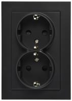 Jasmart G Черный матовый Розетка с/з двойная со шторками 16A 250V~