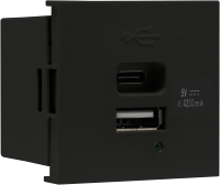 Donel USB зарядное устройство, 4.2A , Type A + C, 2 мод., черн. матовая (45х45мм), DUSB4200ANF