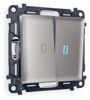 Комплект механизма 2-клавишного выключателя с подсветкой 10000K ALFA MA504020 Сталь матовый QUANT