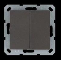 Jasmart Выключатель двухклавишный проходной 10A 250V~ с накладкой, цвет Мокко