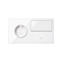 Simon 100 Белый глянец Кит 2 поста, фронт. Накладка на 1 роз.Schuko (прв) + 1 з/у USB C + 1 клав.выкл-ля