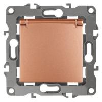 ЭРА 12-2103-14 Розетка 2P+E Schuko со шторками с крышкой, 16A-250В, IP20, 12, Медь