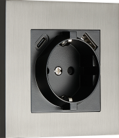 Donel Розетка Schuko с зарядным устройством USB A+C, с защитными шторками, вороненая сталь, серия N96, DT155GB