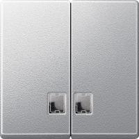 SE Merten SM Алюминий Две Клавиши с бесцветным прямоугольным окошком для световой индикации