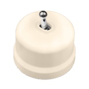 Лизетта Пластик Песочное золото Выключатель кнопочный 1-кл, ручка Серебро (тумблерный)