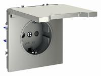 Розетка встраиваемая VOLTUM S70 с заземлением, защитными шторками и крышкой 16А, (сталь)