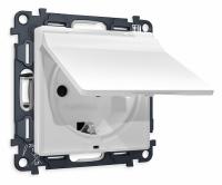 Комплект механизма электрической розетки ALFA MA128010 Белый матовый с заземлением со шторками и защитной крышкой 2P+E 16A-250V IP44 QUANT