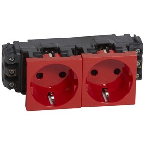 Legrand Розетка Красный 2х2К+З Немецкий стандарт