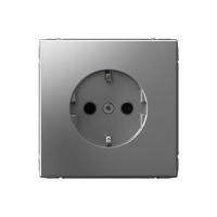 Systeme Electric ArtGallery Сталь Розетка с заземлением со шторками, 16А, механизм, быстрозажим. клем.