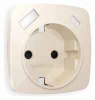 Лицевая панель OMEGA (Бежевый глянец) для электрической розетки с заземлением со шторками 2USB A+C QUANT OP3100