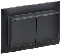 IEK SKANDY Черный Розетка 2-ая с/з с крышкой 16А в сборе IP44 SK-R12Bl