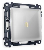 Комплект механизма 1-клавишного проходного выключателя с подсветкой 3200K ALFA MA402030 Серебро глянец QUANT