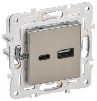 IEK SKANDY Никель Розетка USB A+C 18Вт SK-R13N