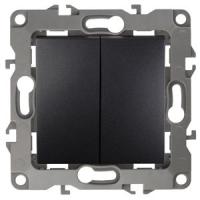ЭРА 12-1004-05 Выключатель двойной, 10АХ-250В, IP20, без м.лапок, 12, Антрацит