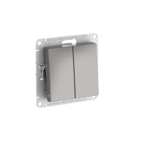 Systeme Electric AtlasDesign Сталь Выключатель 2-клавишный, сх.5, 10АХ, мех., быстрозажим. клем.