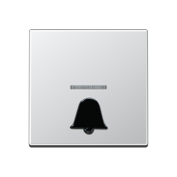 JUNG Клавиша с окошком для подсветки и  рельефным символом  "звонок" алюминий