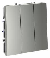 Выключатель встраиваемый VOLTUM S70 трехклавишный 10А, (сталь)