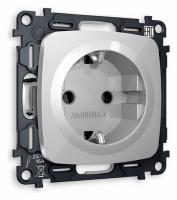 Комплект механизма электрической розетки OMEGA MO406010 Серебро глянец с заземлением на винтовых зажимах 2P+E 16A-250V QUANT
