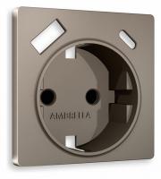 Лицевая панель ALFA (Темная бронза матовый) для электрической розетки с заземлением со шторками 2USB A+A QUANT AP6390