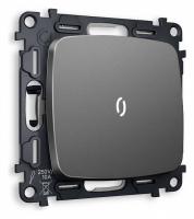 Комплект механизма 1-клавишного проходного выключателя с подсветкой 5600K OMEGA MO652035 Антрацит серый QUANT