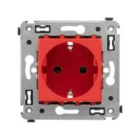 DKC Avanti Красный квадрат Розетка 2P+E со шторками